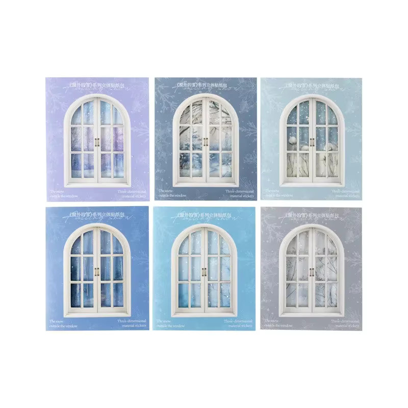 CBTstationery 3D-Schneepartikel Aufkleber Set mit 6 Winter-Designs in Weiß aus Kunststoff für Fenster zur Dekoration - Bild 3