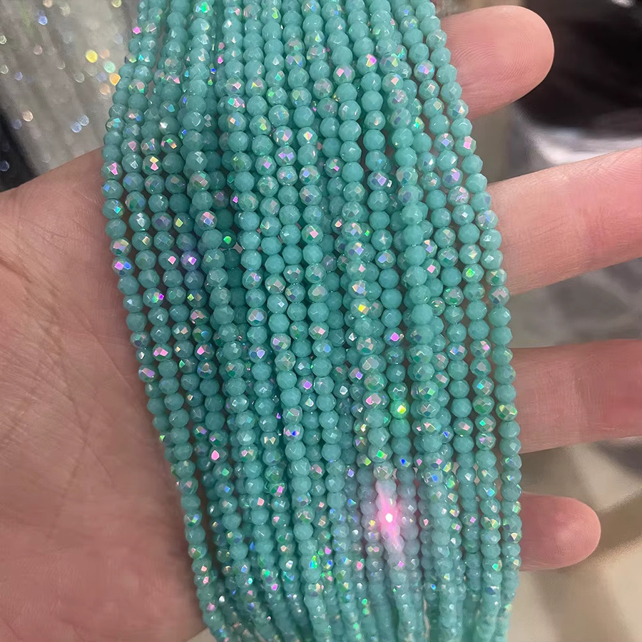 Perlen aus Kristallglas, 2,8 mm, rund, facettiert, 3 Stränge, Unisex - Bild 2