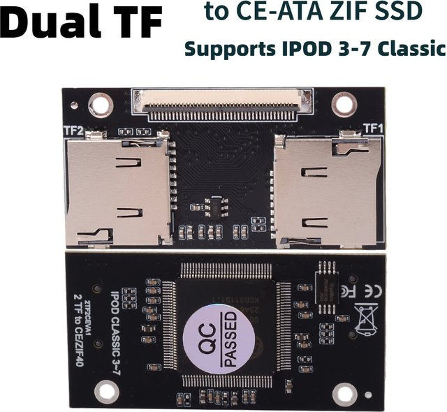 SPEEDIER 2 Dual-TF-Karten-zu-CE-ZIF-Adapter in Schwarz für IPOD Classic Video, Industrie-PC-Recorder und NAS - Bild 1