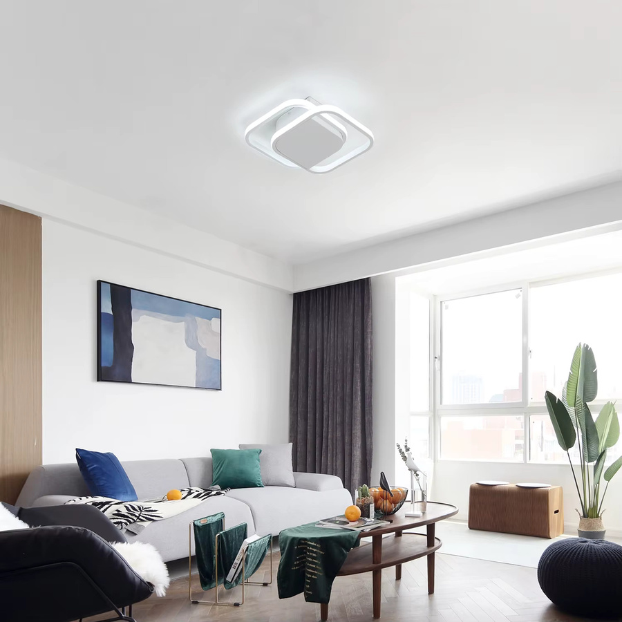 Riserva LED-Deckenleuchte in quadratischem Design, 32 W, 6500 K Kaltweiß, Unterputz-Deckenbeleuchtung aus Aluminium für Schlafzimmer und Küche, Schwarz-Weiß - Bild 2