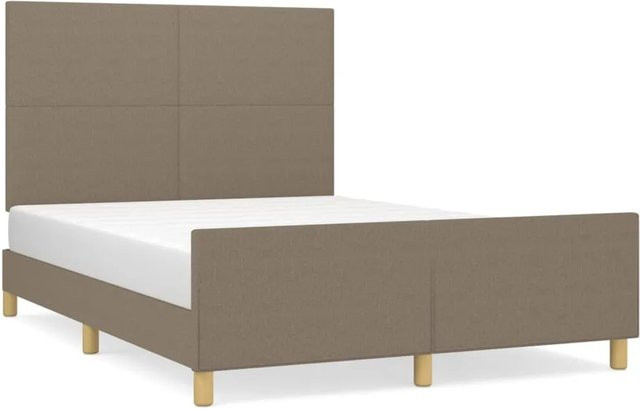 vidaXL Bettgestell mit Kopfteil in Taupe aus Stoff und Holz B/T/H: 140 x 200 x 146 cm - Bild 1
