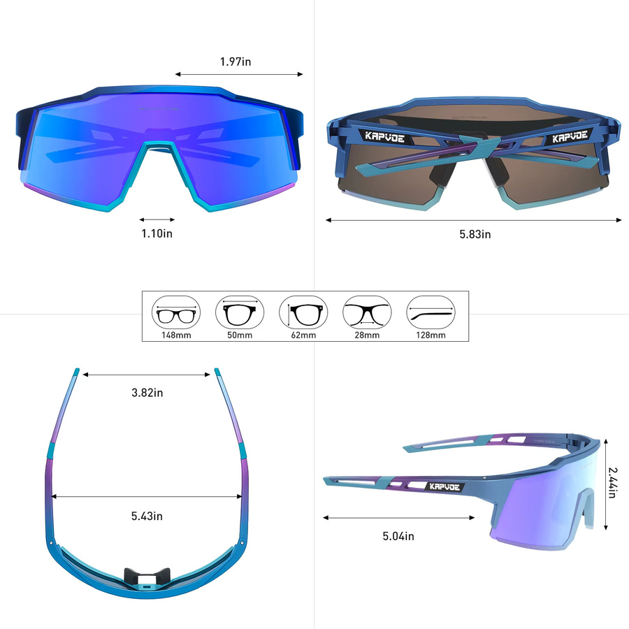 Kapvoe Sportsonnenbrille, Vollrand, Kunststoff, Wrap - Bild 6