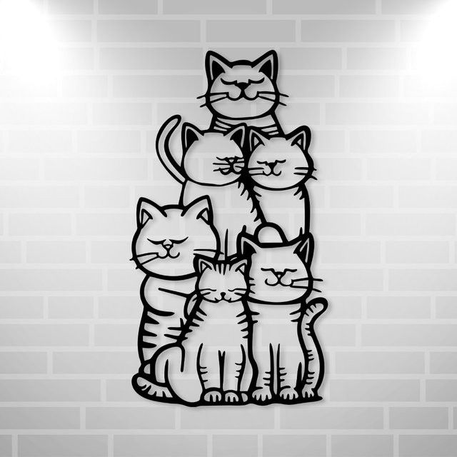 WhimsyCat Metall-Wandkunst mit minimalistischer Katzensilhouette als Hängedekoration für den Außenbereich - Bild 1