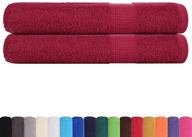 vidaXL Saunatücher 2er-Set Bordeauxrot aus 100% Baumwolle, Breite: 80 cm, Länge: 200 cm, 360 g/m² - Bild 1