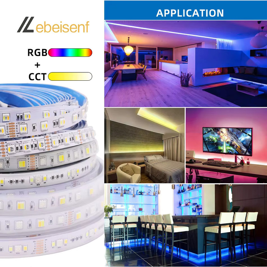 Lebeisenf 5-in-1 RGB CCT LED Lichtstreifen Multicolour mit SMD 5050 und 2835 für Innenbeleuchtung und Dekoration - Bild 5
