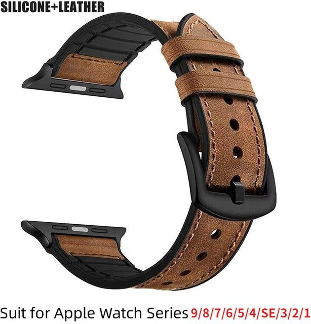 LUJING Uhrenarmband Leder, braun, Unisex - Bild 1