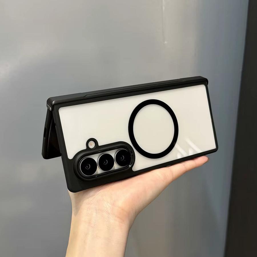 Magnetische Samsung Galaxy Z Fold 7 Handyhülle in Transparent mit mattem Touch-Gefühl und Unterstützung für drahtloses Laden, stoßfeste Schutzhülle für Android Smartphones - Bild 1