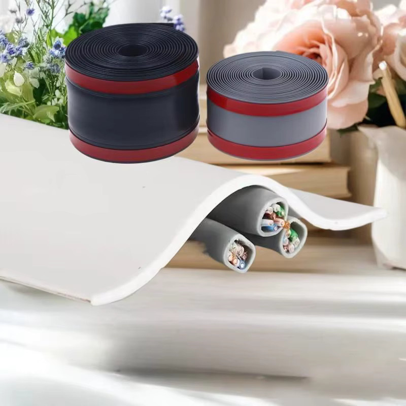 Selbstklebender PVC-Kabelabdeckungsstreifen in Schwarz für Wand und Boden, 1/3 Meter Drahtschutz - Bild 2