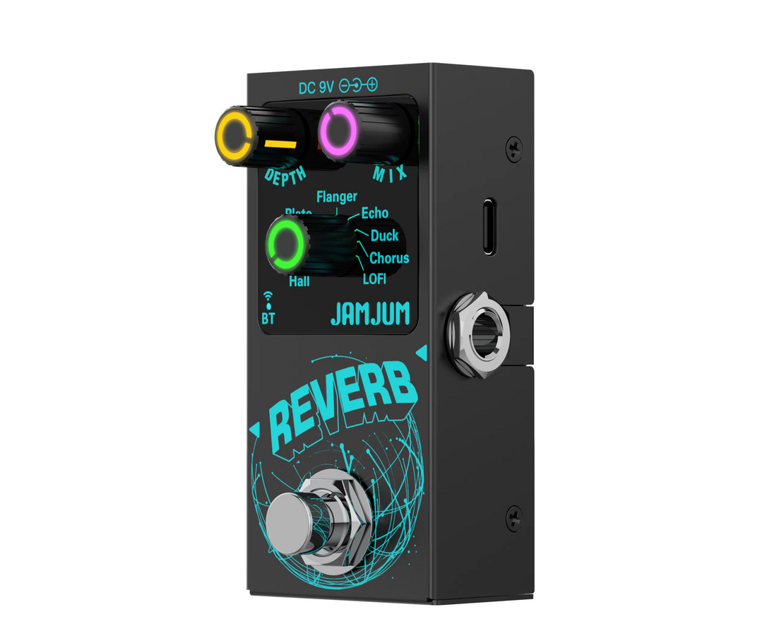 JAMJUM Lumino Digitales Gitarren-Effektpedal mit 9 Reverb-Modi und kabelloser Begleitfunktion in Schwarz - Bild 5
