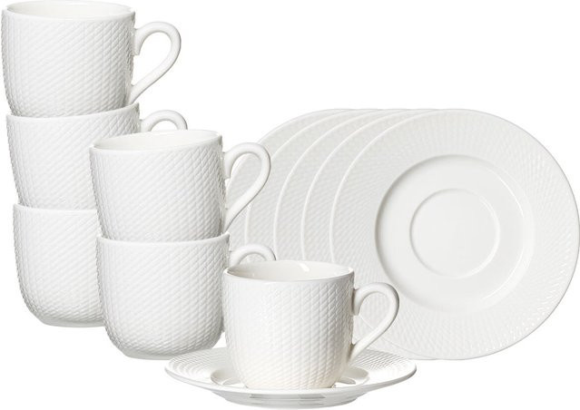 Ritzenhoff & Breker Espressotassen mit Untertassen Saphir aus Porzellan, Weiß, 6er Set, 80 ml - Bild 1