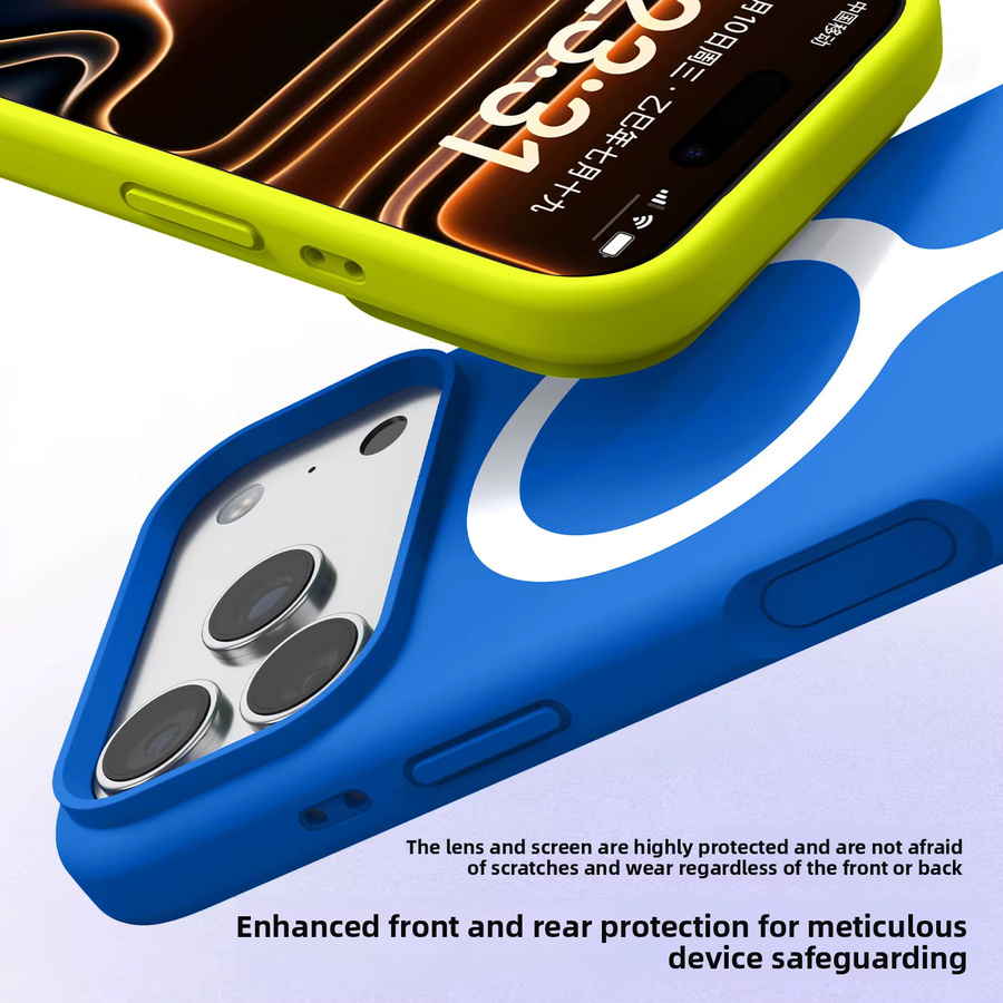 Magnetische Flüssigsilikon-Handyhülle für Apple iPhone 17 Pro Max, iPhone 17 Pro und iPhone 16 Pro mit MagSafe Kompatibilität, Blau - Bild 2