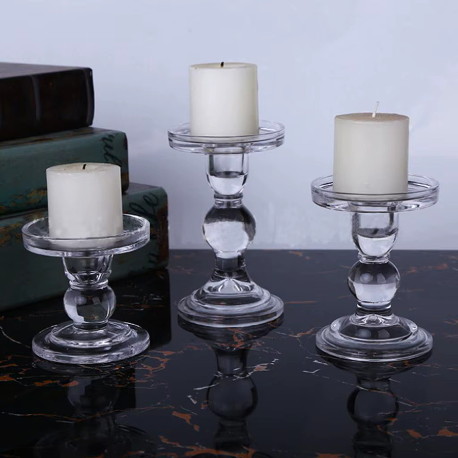 Kesoto Glas-Kerzenhalter für Kegelkerzen in Transparent, Rund für Hochzeits- und Heimdekoration - Bild 2