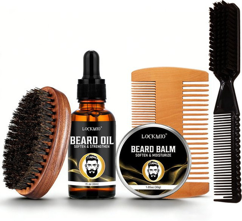 LOCKMIO Bartpflege-Set für Herren, Bartöl, Serum, Balsam & Zubehör