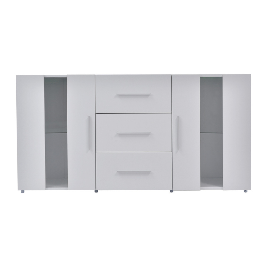 Modernes Sideboard Aosom mit LED-Beleuchtung in Weiß, 3 Schubladen und 2 Schränken, B/T/H: 140 x 35 x 72 cm - Bild 2