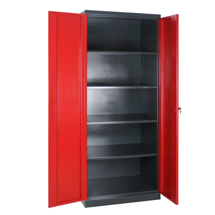 PROREGAL Stahlschrank Owl mit 4 Fachböden und Schloss, Farbe: Anthrazitgrau und Rot, H x B x T: 192 x 78 x 58 cm - Bild 2