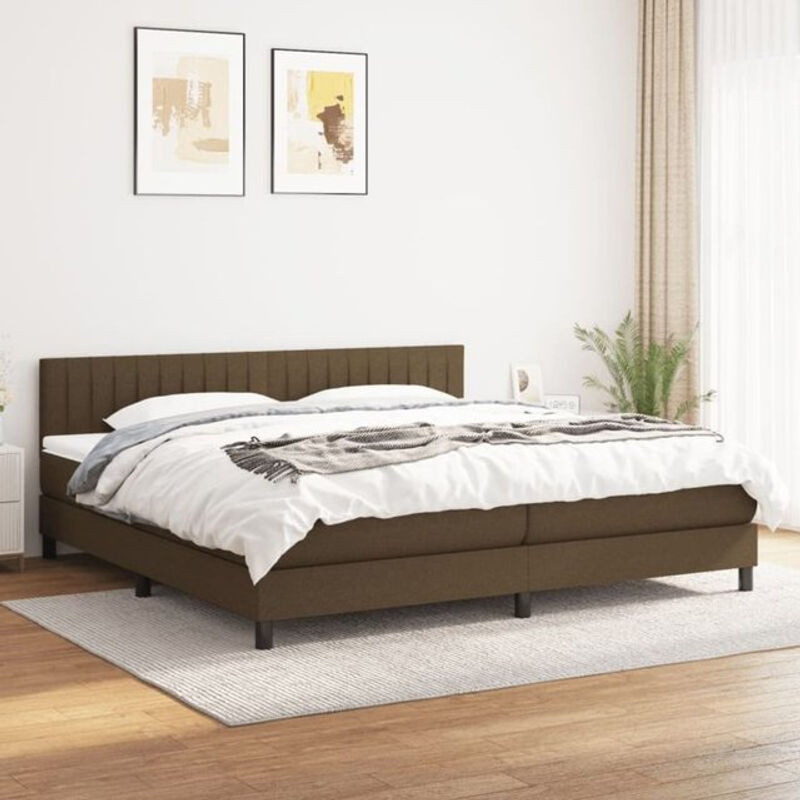 vidaxl Boxspringbett mit Matratze in Braun aus Stoff und Holzwerkstoff B/T: 200 x 200 cm - Bild 1