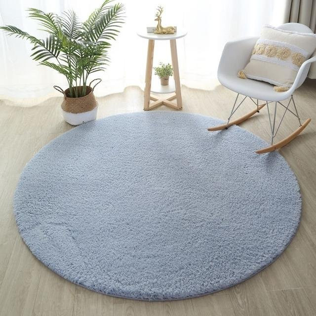 Runder Plüschteppich von Your Warm Home in Blau, rutschfest und waschbar, Durchmesser: 80 cm - Bild 1