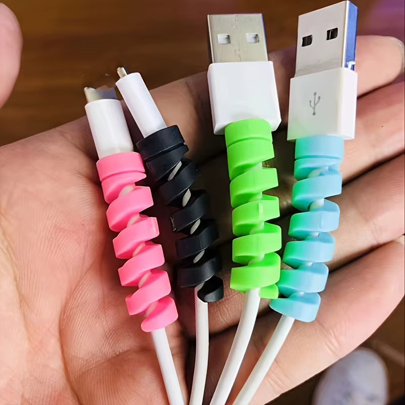 Spiral-USB-Kabelprotektor aus flexiblem Silikon als Kabelmanagement-Organizer für Telefon-Datenleitungen, Mehrfarbig - Bild 2