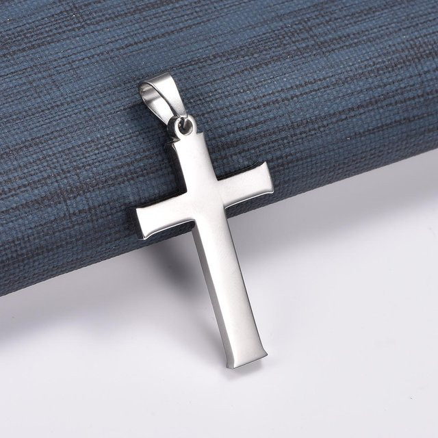 YULIN Halskette mit Kreuz-Anhänger, Edelstahl, Schwarz, Unisex, 50 cm - Bild 1