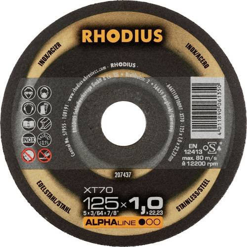 Rhodius Trennscheibe XT70 gerade für Metall und Edelstahl, Durchmesser: 125 mm, Farbe: Schwarz - Bild 1