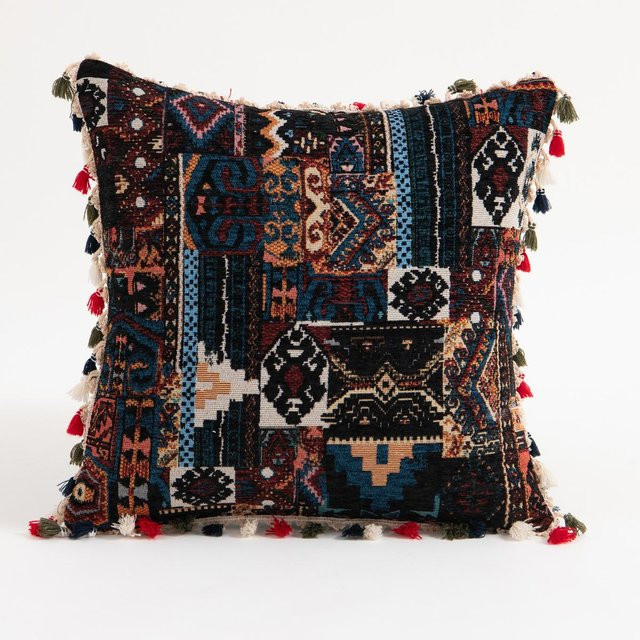 JMG Clothing Boho Gehäkelter Kissenbezug mit Quasten, gestreift, Multicolour, B/B: 45 x 45 cm - Bild 1