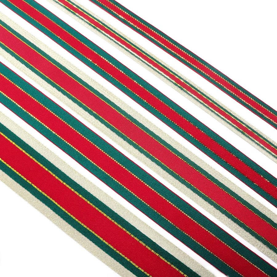 Linsoir Beads Ripsband aus Polyester mit goldener Spitze in Rot und Grün für Weihnachtsgeschenke und DIY-Handwerk, 5–10 Yards - Bild 6