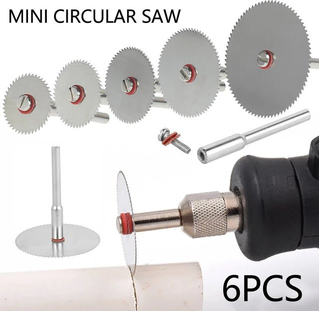 6-teiliges Mini-Kreissägeblatt-Set von RIGWARL aus Edelstahl in Silber zum Schneiden von Holz und Metall mit 3 mm Verbindung - Bild 1