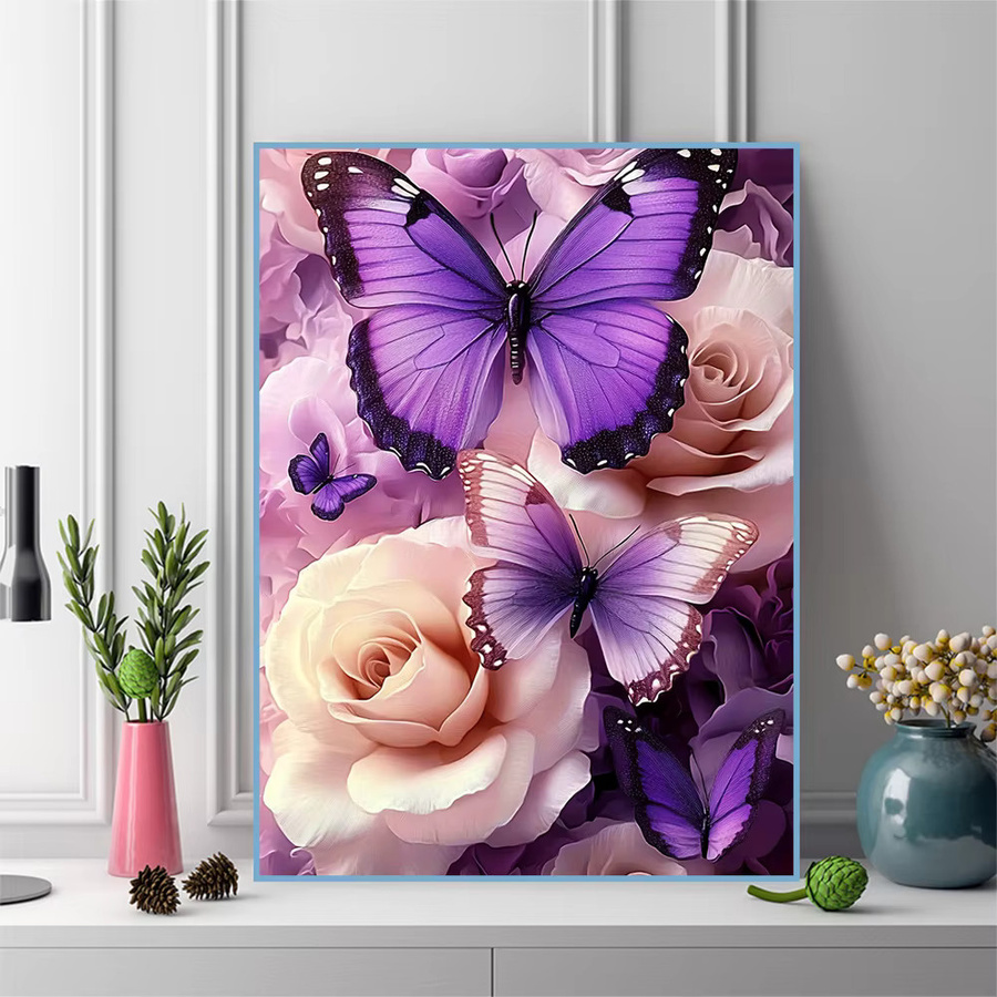 EverShine Diamond Painting Set Schmetterling und Rose mit Rundsteinen als DIY Mosaik-Stickerei B/H: 30 x 30 cm - Bild 3