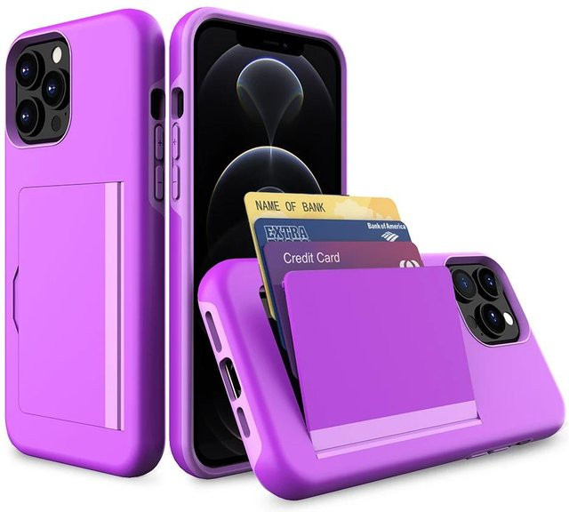 Kreditkarten-Schutzhülle Etui für Apple iPhone 16 15 14 13 12 11 Pro Max XR XS 7 8 Plus SE in Purple - Bild 1