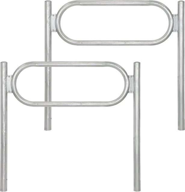 TRUTZHOLM 2x Fahrradanlehnbügel Typ O aus Stahl in Silber, H x B x T: 115 x 124 cm, Durchmesser 60 mm - Bild 1