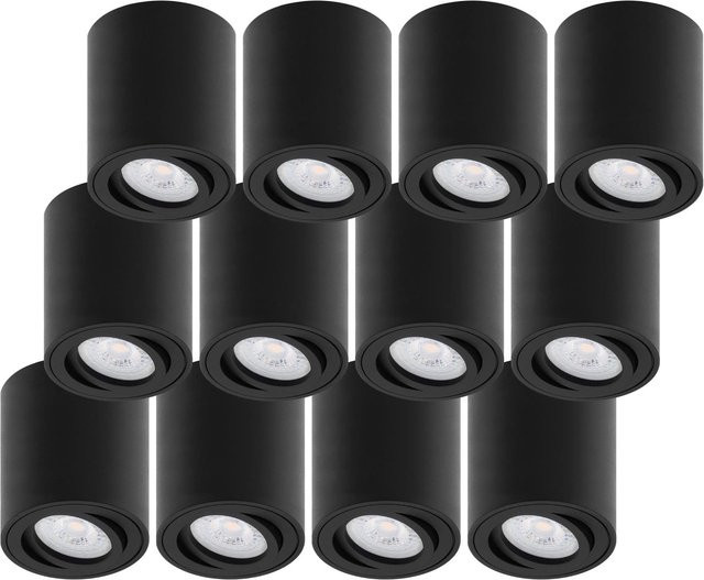 Oktaplex 12er Set Alu Deckenspots Lile M Schwarz mit schwenkbaren LED-Modulen Warmweiß 3000K - Bild 1