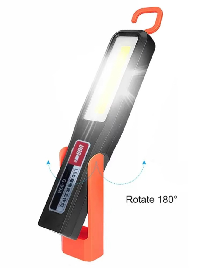 JONCELY LED-Taschenlampe mit COB-Seitenarbeitsleuchte, wiederaufladbar via USB, Schwarz mit Magnet und Aufhängehaken als Notlicht für Garten und Arbeit - Bild 7