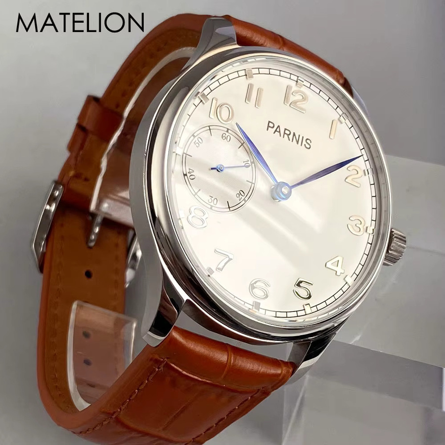 Tandorio Analoguhr, Handaufzug, Edelstahl, Leder, 44 mm, Herren - Bild 3