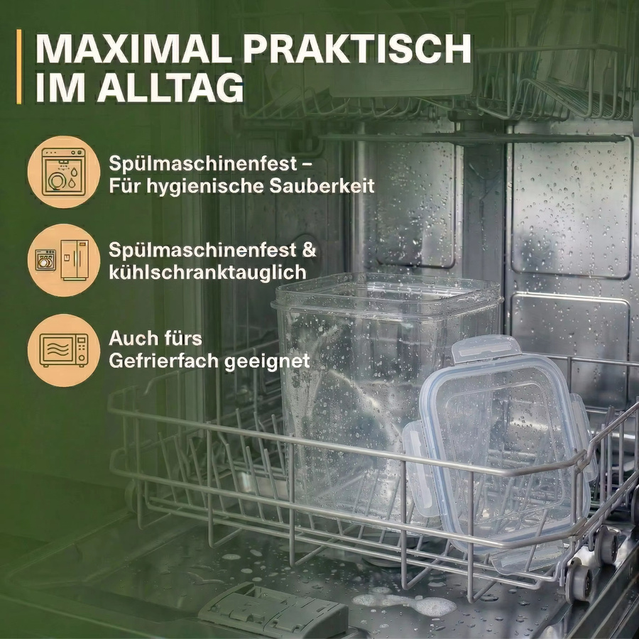 PNNP Vorratsdosen Set mit Deckel, 25er Set luftdichte Aufbewahrungsboxen aus transparentem Kunststoff, stapelbare BPA-freie Behälter für Küche und Vorratskammer, Volumen: 0,8 l bis 2,8 l - Bild 4