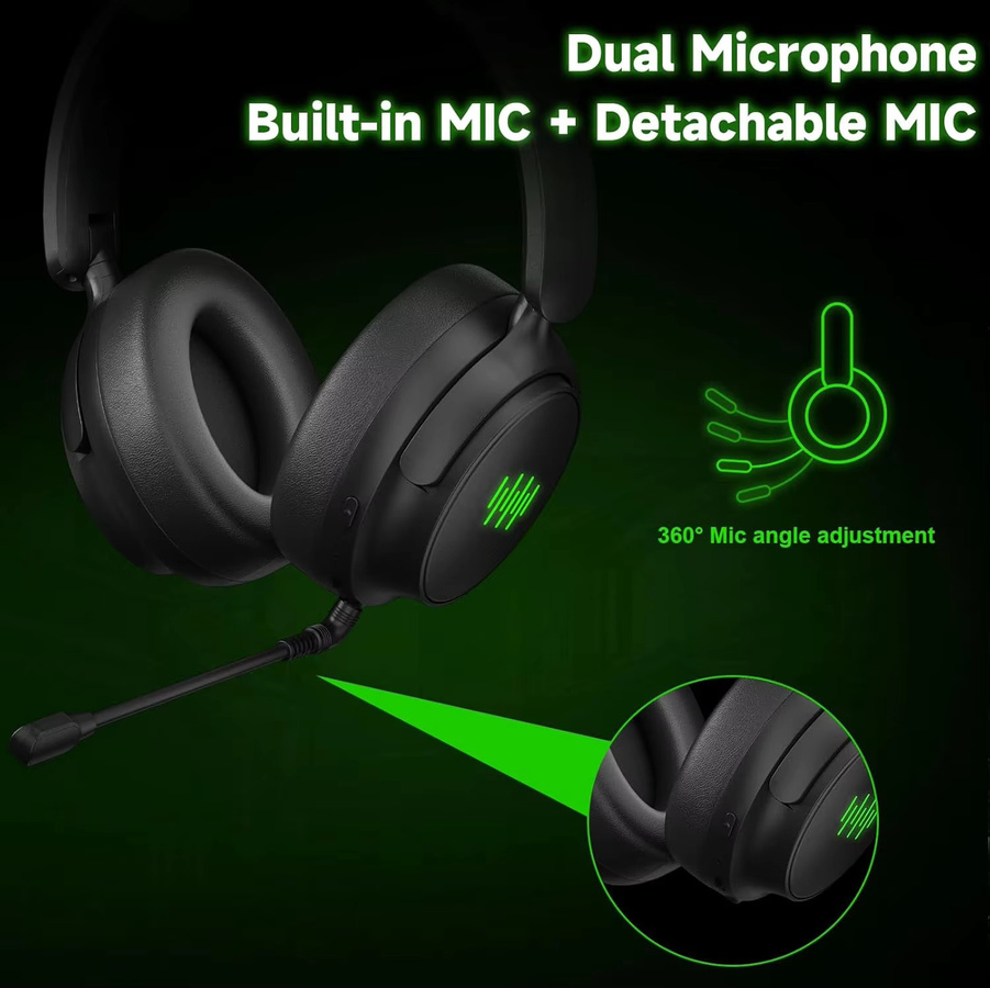 Bonadget Kabelloses Gaming-Headset mit 3D-Surround-Sound und Game/Chat-Audio-Balance in Schwarz für Xbox, PlayStation, PC und Nintendo Switch - Bild 2