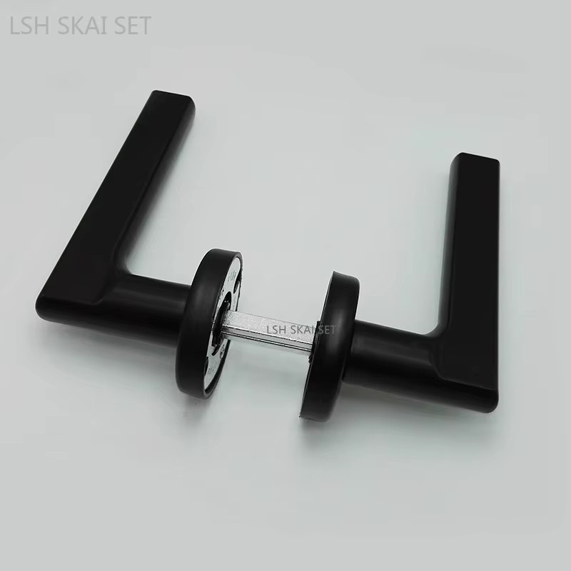 LSH SKAI SET Scheunentürgriffe aus Metall in Schwarz, 1 Paar doppelseitige Innentürgriffe für Balkon und Flur - Bild 3