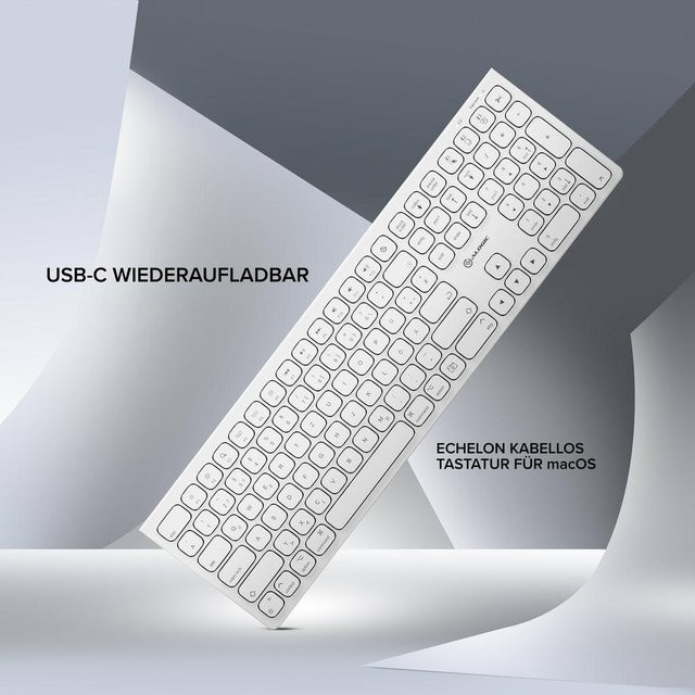 ALOGIC Bluetooth Tastatur für das Heimbüro QWERTZ Deutsch Weiß ASKBT3M-DE - Bild 1