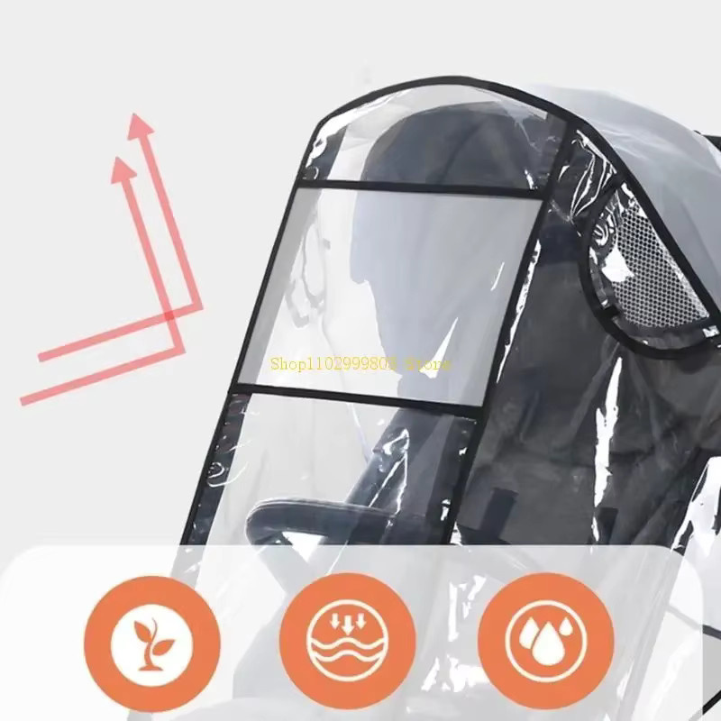 Universeller Kinderwagen-Regenschutz J0MF in Transparent, winddichter Schutzschild mit einfacher Installation - Bild 2