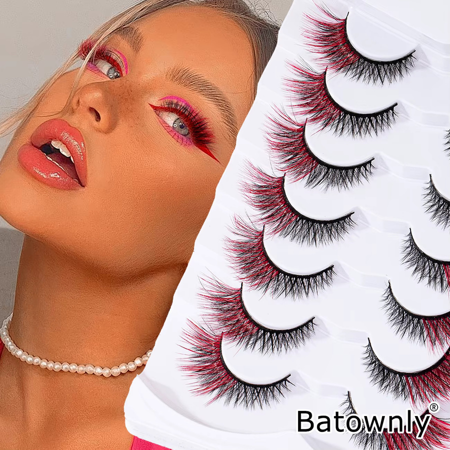Batownly Falsche Wimpern, rot, Unisex - Bild 2