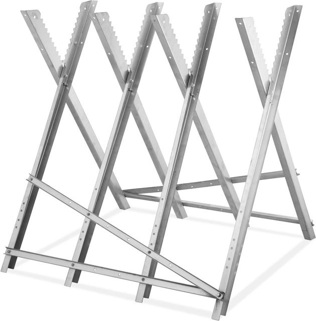 Relaxdays Sägebock aus Stahl in Silber, klappbar und belastbar bis 150 kg, B/T/H: 82 x 83 x 80 cm - Bild 1