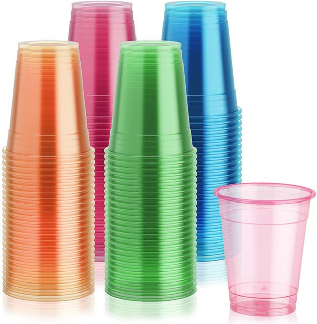 PartiesTour Neon Einweg Plastikbecher in verschiedenen Farben für Partys und Feiern - Bild 1