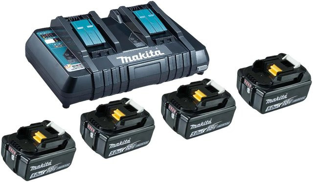 Makita Power Source Kit Li 18V 5 Ah: 4x Akkus und Doppelladegerät in Schwarz (199483-0) - Bild 1