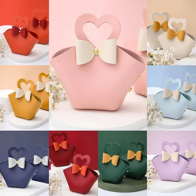 Mini Süßigkeiten Box aus Leder für Hochzeiten und Partys, Blau, 10 Stück - Bild 1