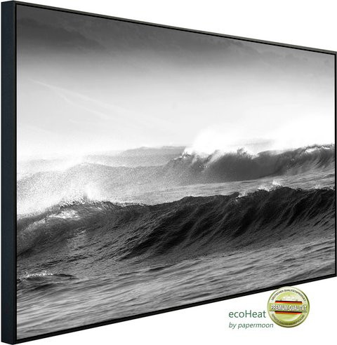 papermoon Infrarotheizung EcoHeat Wellen in Schwarz und Weiss mit Matt-Effekt und App-Steuerung - Bild 1