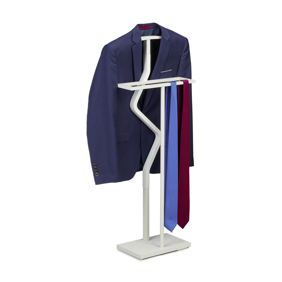 Relaxdays Herrendiener aus Stahl in Weiß, modern und beschwert, H: 107 cm, B: 47,5 cm, T: 20 cm - Bild 2