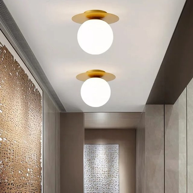 SUNMEIYI LED Deckenleuchte im modernen Design, runde Aufputz-Balkonlampe aus Glas in Gold/Messing - Bild 1