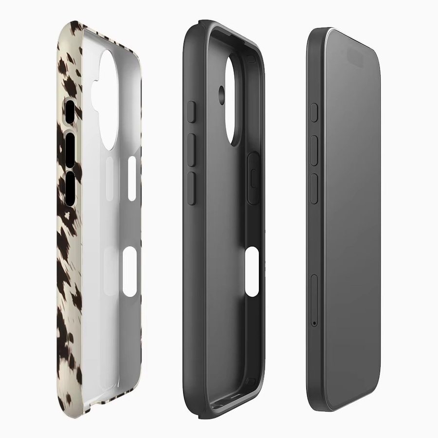 Handyhülle mit schwarz-creme gesprenkeltem Muster für Apple iPhone 17 16 15 14 13 12 Pro Max Plus mit doppelschichtiger Rückseite - Bild 1
