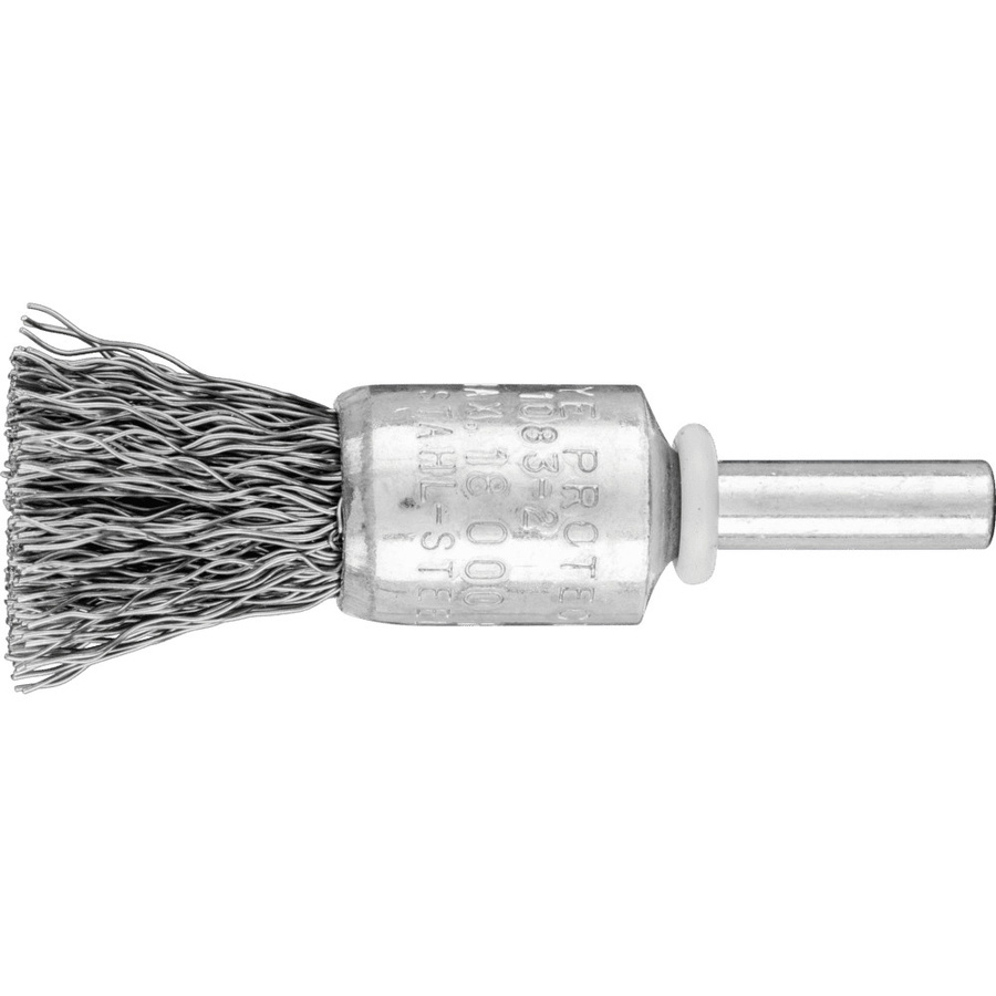 PFERD TOOLS POS Pinselbürste ungezopft in Silber mit Stahl-Draht-Ø 0,35 mm, Schaft-Ø 6 mm und Durchmesser 15 mm - Bild 1