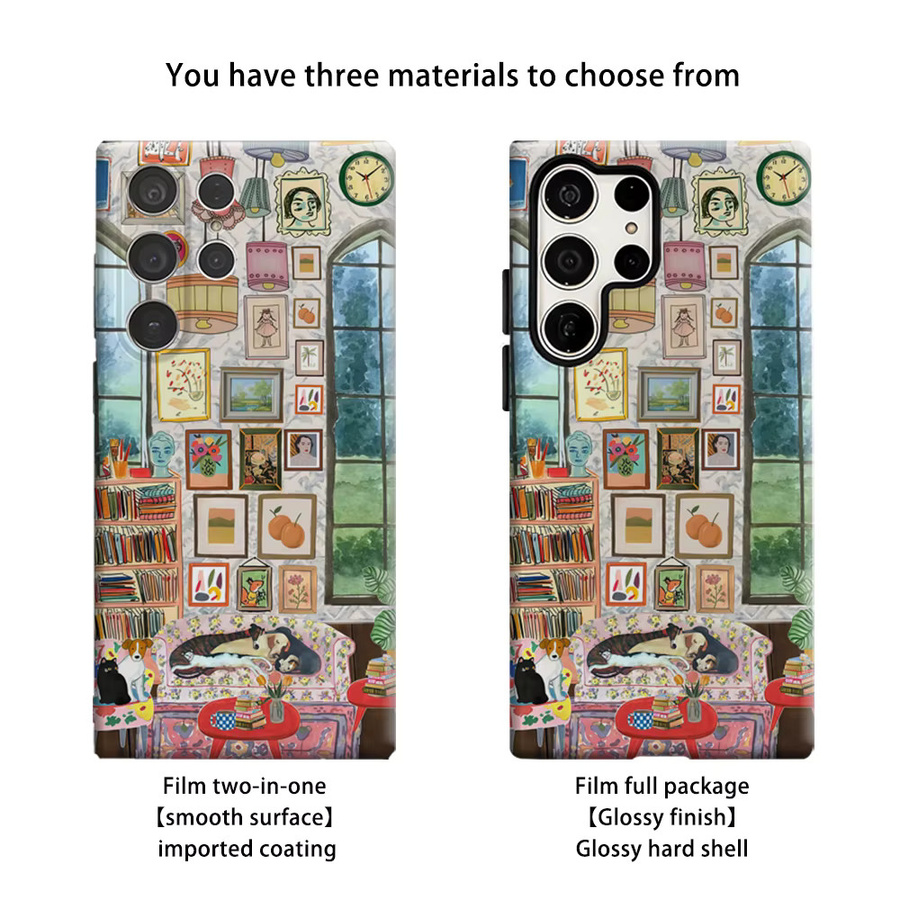 Vintage Art Parlor Katzen-Handyhülle für Samsung Galaxy S25 Ultra, S24 und S23 Ultra Plus, stoßfeste Doppelschicht Rückabdeckung, multicolour - Bild 2