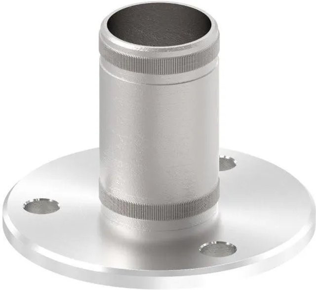 FeNau Wand- und Bodenanker aus Edelstahl V2A in Silber für Rohr Ø 42,4 mm mit Platte Ø 100 x 6 mm - Bild 1